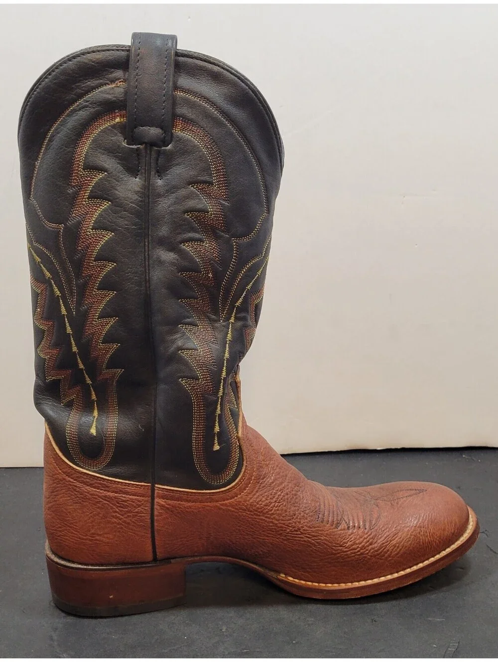 Dan Post Western Boots Mens 9.5 D Pull On Cowboy Brown Leather Round Toe DP4163